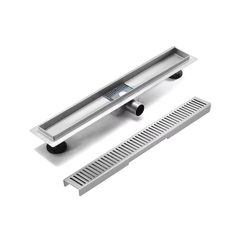 مصفاة دش خطية من الفولاذ المقاوم للصدأ 20 بوصة 304 مع شبكة شفة مضادة للرائحة مصفاة تصريف أرضية جانبية لحوض الاستحمام وحمام الفندق