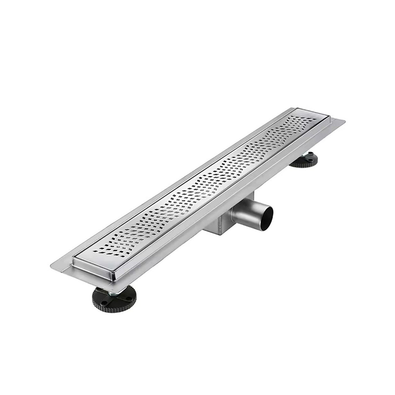 مصفاة مضادة للرائحة قابلة للتعديل مقاس 24 بوصة 304 من الفولاذ المقاوم للصدأ شفة تصريف خطية أفقية للاستخدام الخارجي والمطبخ